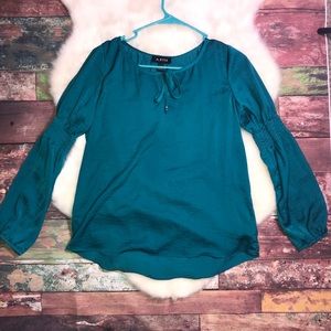 Woman’s A Byer Teal long sleeve blouse Size S